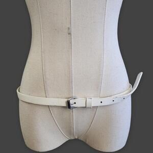 SOLD- Thin White Leather Belt